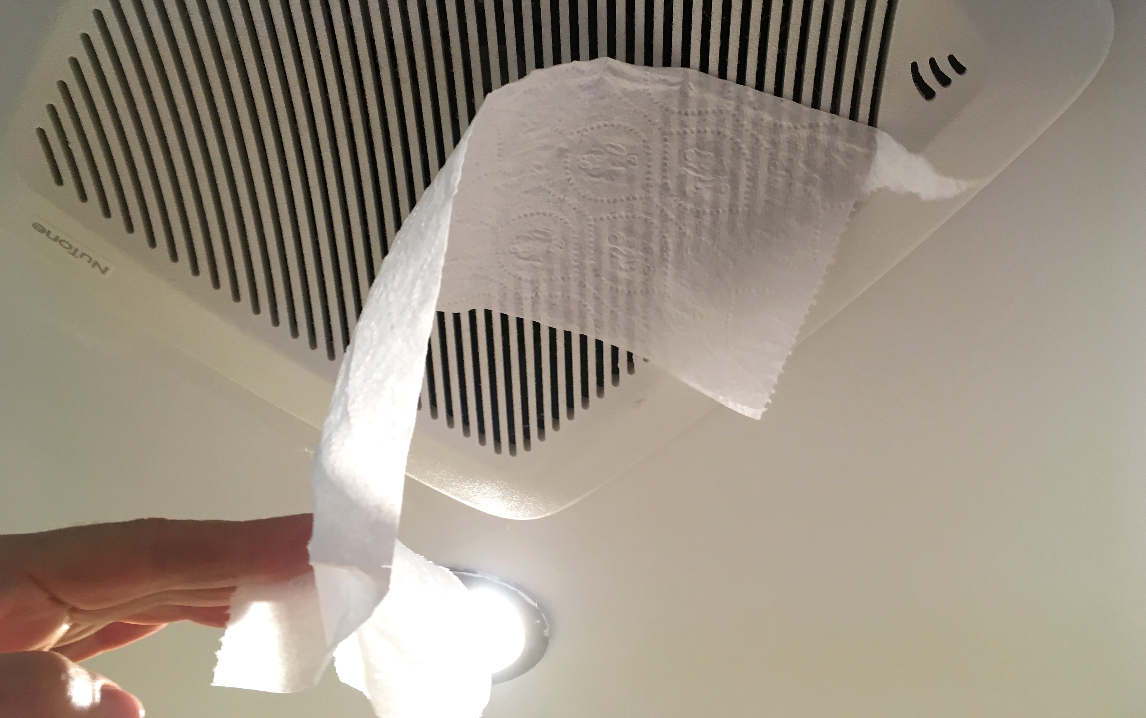 bathroom ventilation toilet paper test